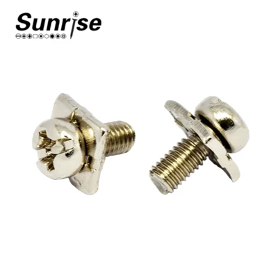 Customized Round Head SEMS Screw Slot Phillips Socket Nrog Square Pad Washer Zinc Plating