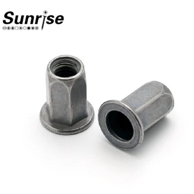 Tag Nrho-Hexagon Nrog Loj Flange, Lub taub hau tiaj tus, Round Internal Qhov, Qhib Kawg Rivet Txiv Ntoo