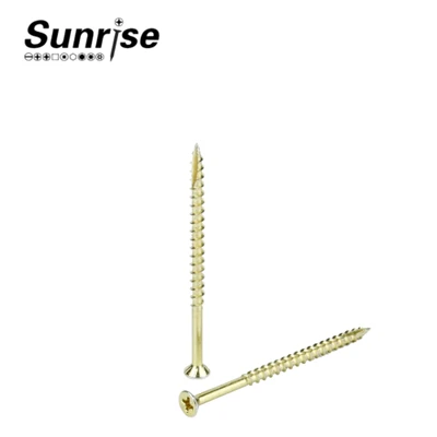 Philips Countersunk Lub Taub Hau Yellow Zinc Plated Chipboard Screws