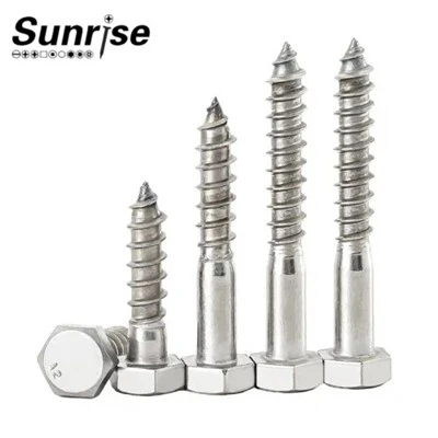 Stainless hlau 201 304 316 Hex Head Lag Coach Wood Screws